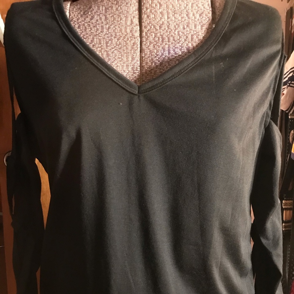 Black long open sleeve NWT FancyQube blouse